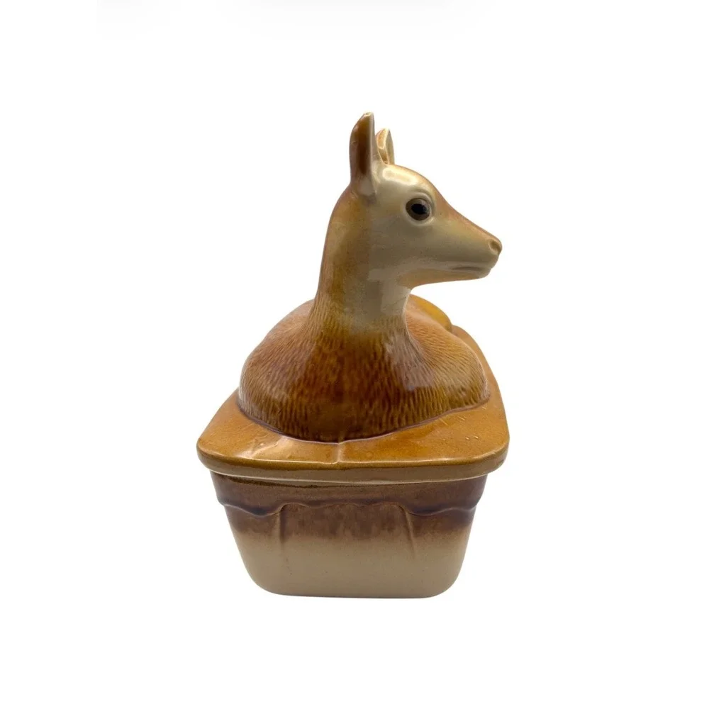 French Vintage Handmade Lidded Deer Terrine Casserole Serving Dish Pâté Dish